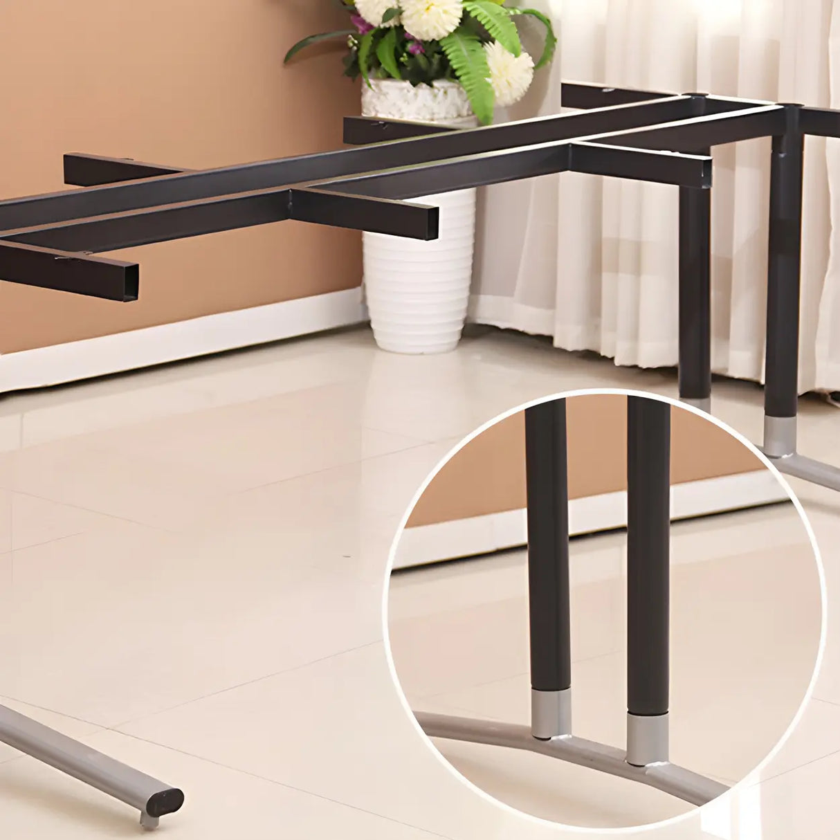 Natural Finish Wood Rectangle T-Shape Conference Desk Image - 7