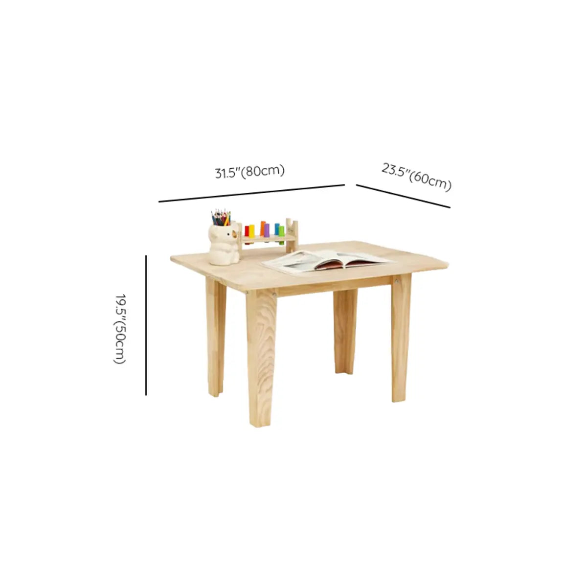 Natural Finish Wood Rectangle Toddler Table Chair Set 