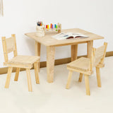 Natural Finish Wood Rectangle Toddler Table Chair Set Image - 6