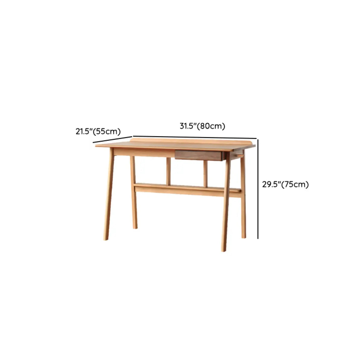 Natural Finish Wood Shelf Butcher Block Kids Desk 