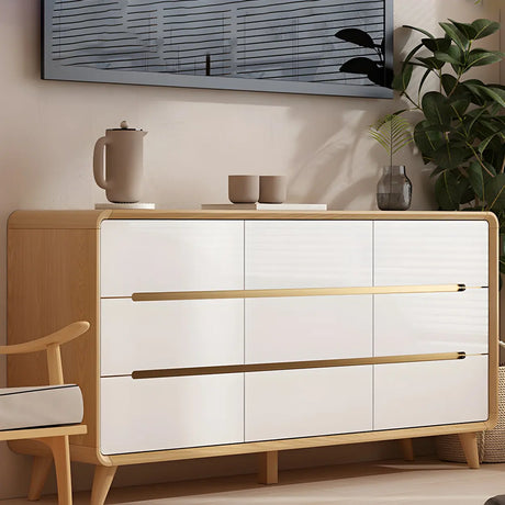 Natural Finish Wood Soft-Close Drawers Dresser Chest Image - 1