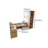 Natural Finish Wood Storage Bed with Stair and Desk #size