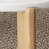 Natural Finish Wood Three-Leg Round Coffee Table Set Image - 11