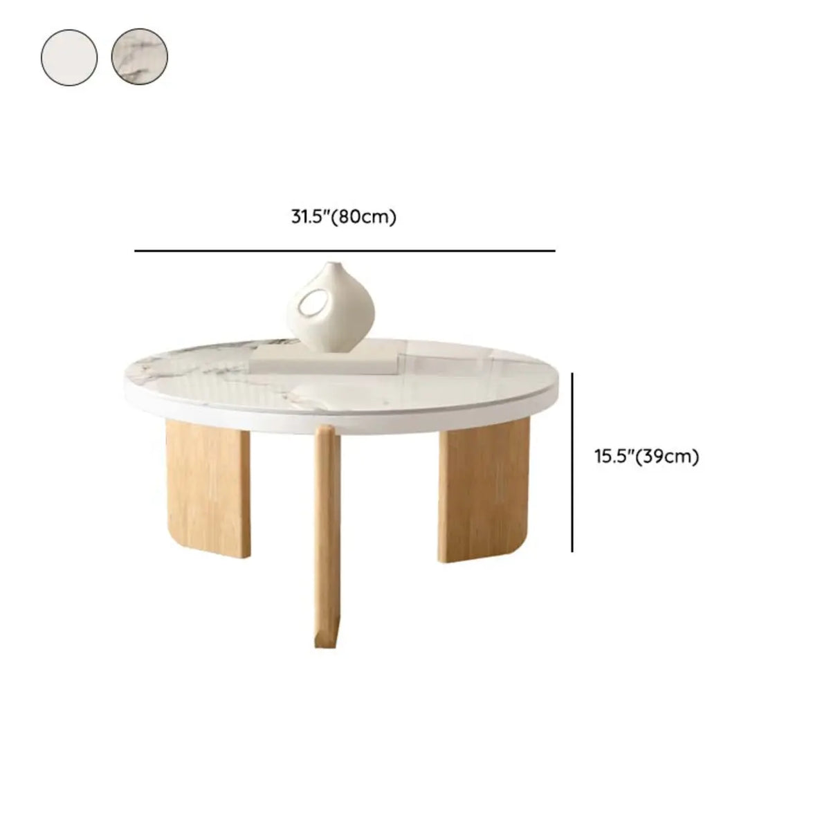 Natural Finish Wood Three-Leg Round Coffee Table Set Image - 15