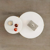 Natural Finish Wood Three-Leg Round Coffee Table Set Image - 6