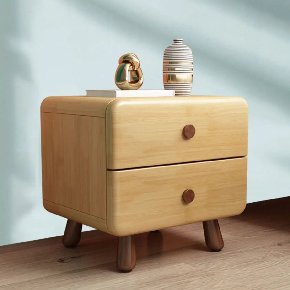Natural Finish Wood Tip Resistant Kids Nightstand Image - 1