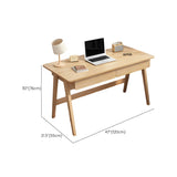 Natural Finish Wood Trestle Writing Desk with 2 Drawers Image - 19
