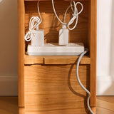 Natural Finish Wood Wavy Edge Open Storage Nightstand Image - 7