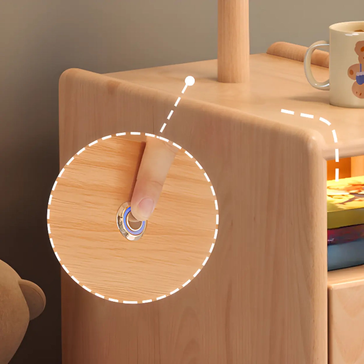 Natural Finish Wood Wavy Edge Open Storage Nightstand Image - 8