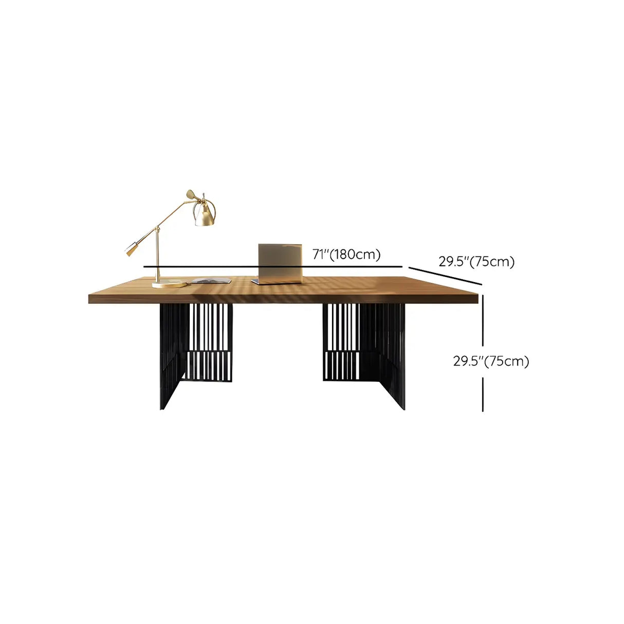 Natural Finish Wooden Sled Base Executive Office Desk Image - 10