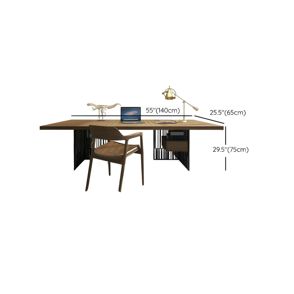 Natural Finish Wooden Sled Base Executive Office Desk Image - 15