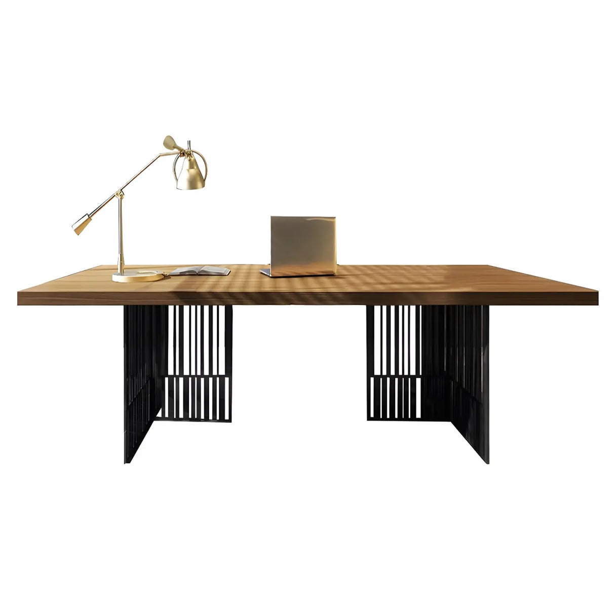 Natural Finish Wooden Sled Base Executive Office Desk Image - 5