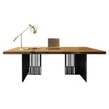 Natural Finish Wooden Sled Base Executive Office Desk Image - 5