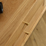 Natural Finish Wooden TV Stand with Cabinet Drawers Image - 9