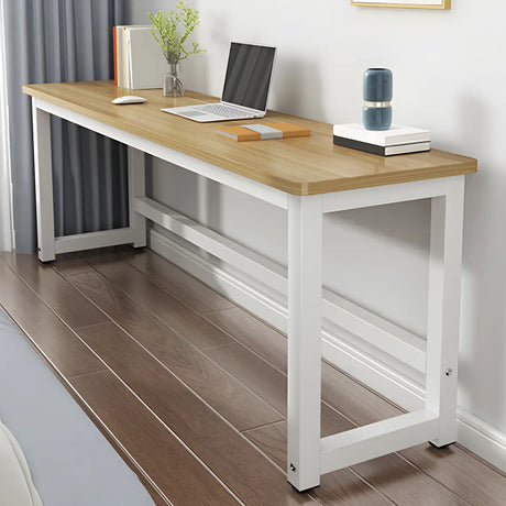 Natural Finish Wooden White Sled Base Writing Desk Image - 1