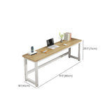 Natural Finish Wooden White Sled Base Writing Desk Image - 17