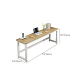 Natural Finish Wooden White Sled Base Writing Desk Image - 18