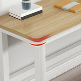 Natural Finish Wooden White Sled Base Writing Desk Image - 4