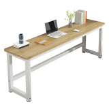 Natural Finish Wooden White Sled Base Writing Desk Image - 7