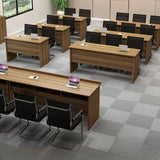 Natural Finish Wooden Writing Desk with Shelves Image - 1