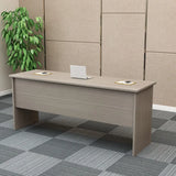 Natural Finish Wooden Writing Desk with Shelves Image - 11