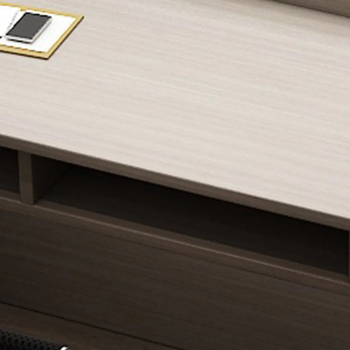 Natural Finish Wooden Writing Desk with Shelves Image - 12