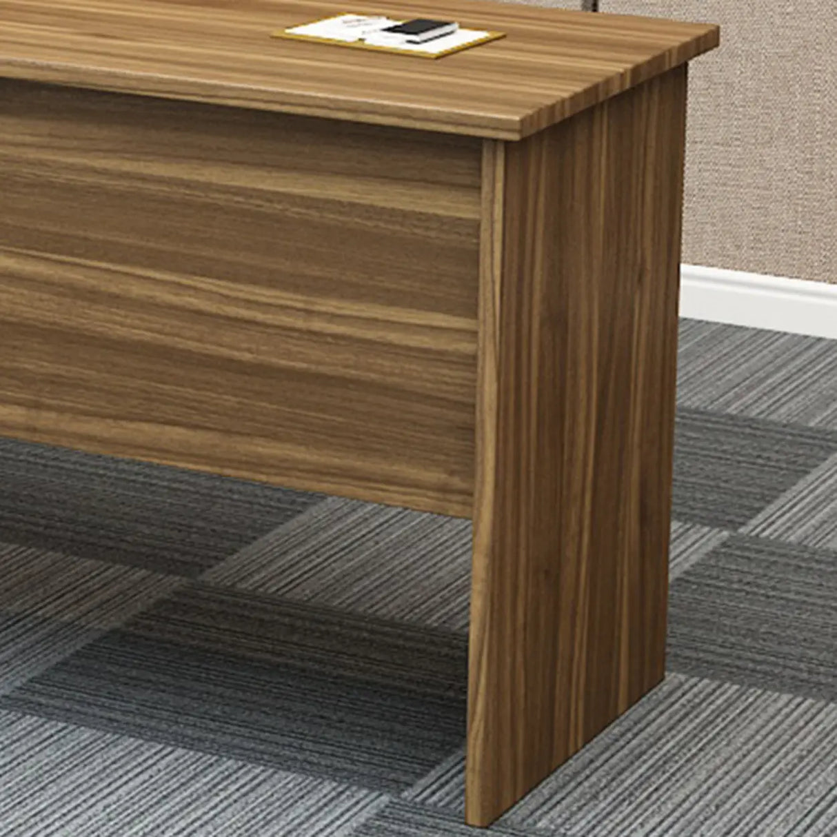 Natural Finish Wooden Writing Desk with Shelves Image - 18