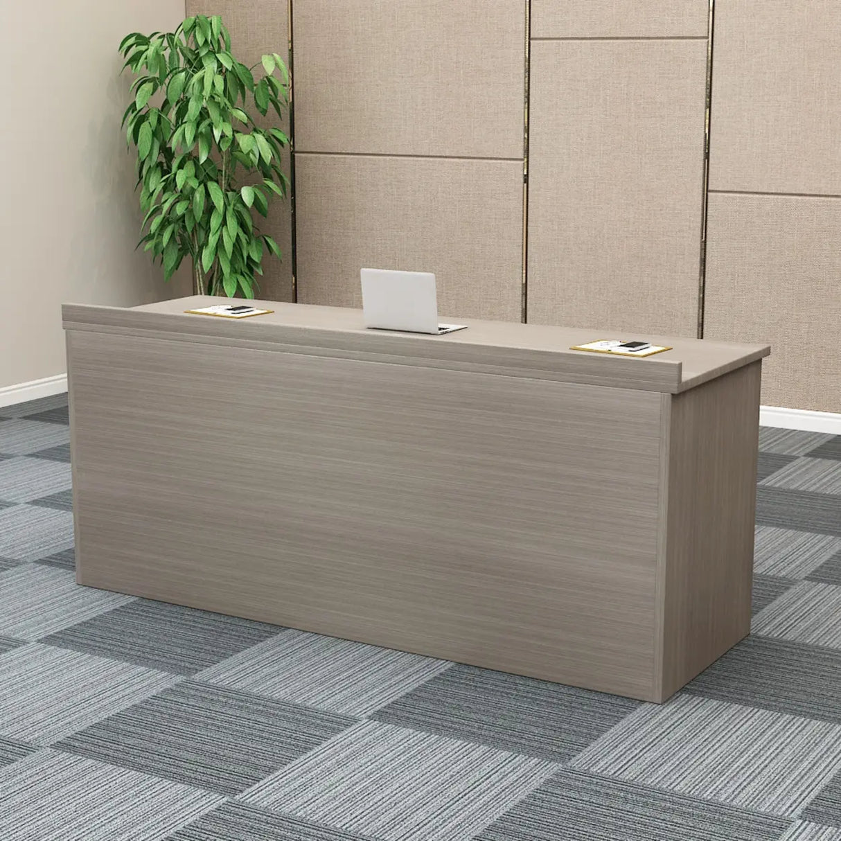 Natural Finish Wooden Writing Desk with Shelves Image - 19