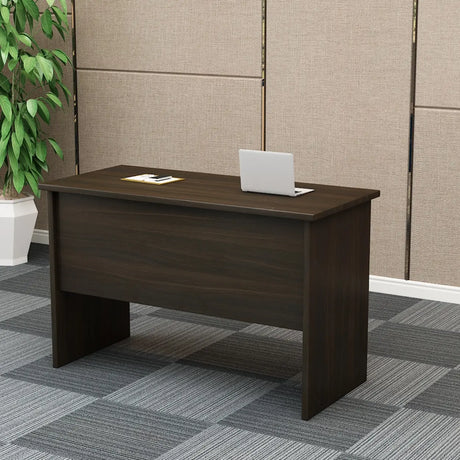 Natural Finish Wooden Writing Desk with Shelves Image - 2