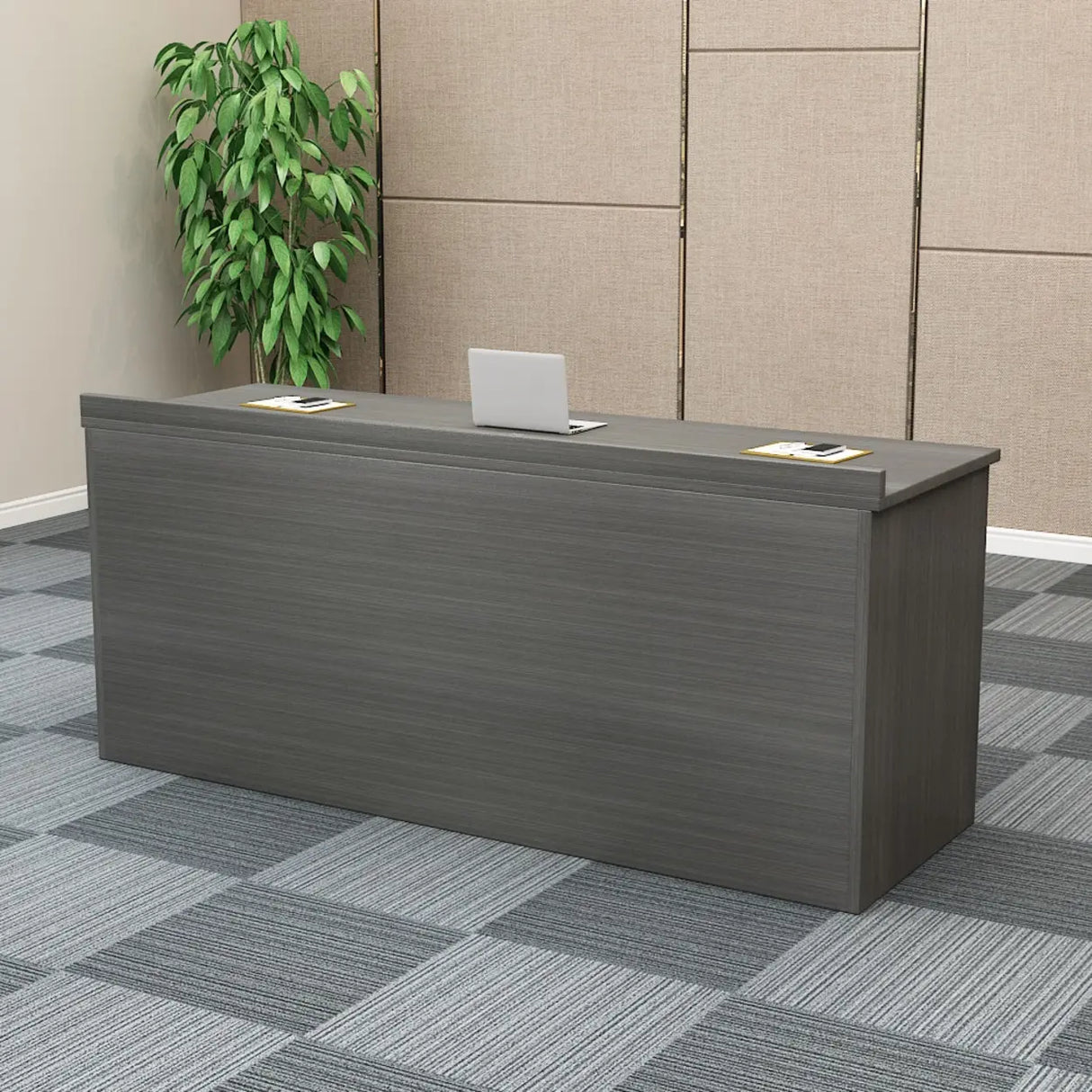 Natural Finish Wooden Writing Desk with Shelves Image - 20