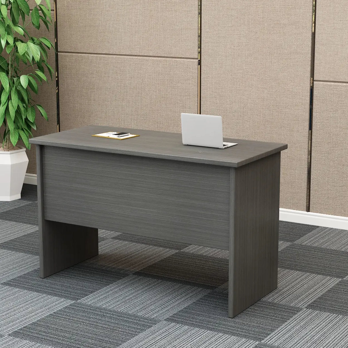 Natural Finish Wooden Writing Desk with Shelves Image - 21