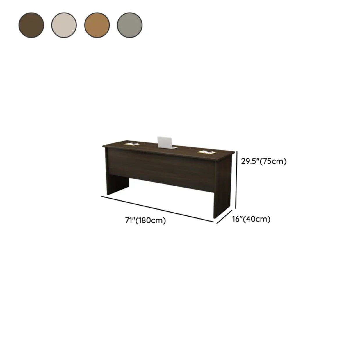 Natural Finish Wooden Writing Desk with Shelves Image - 23