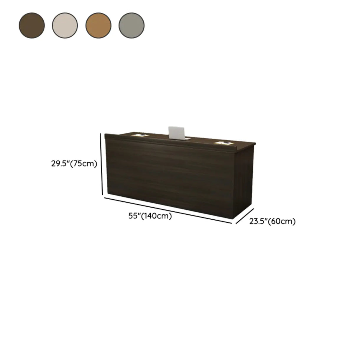 Natural Finish Wooden Writing Desk with Shelves Image - 25