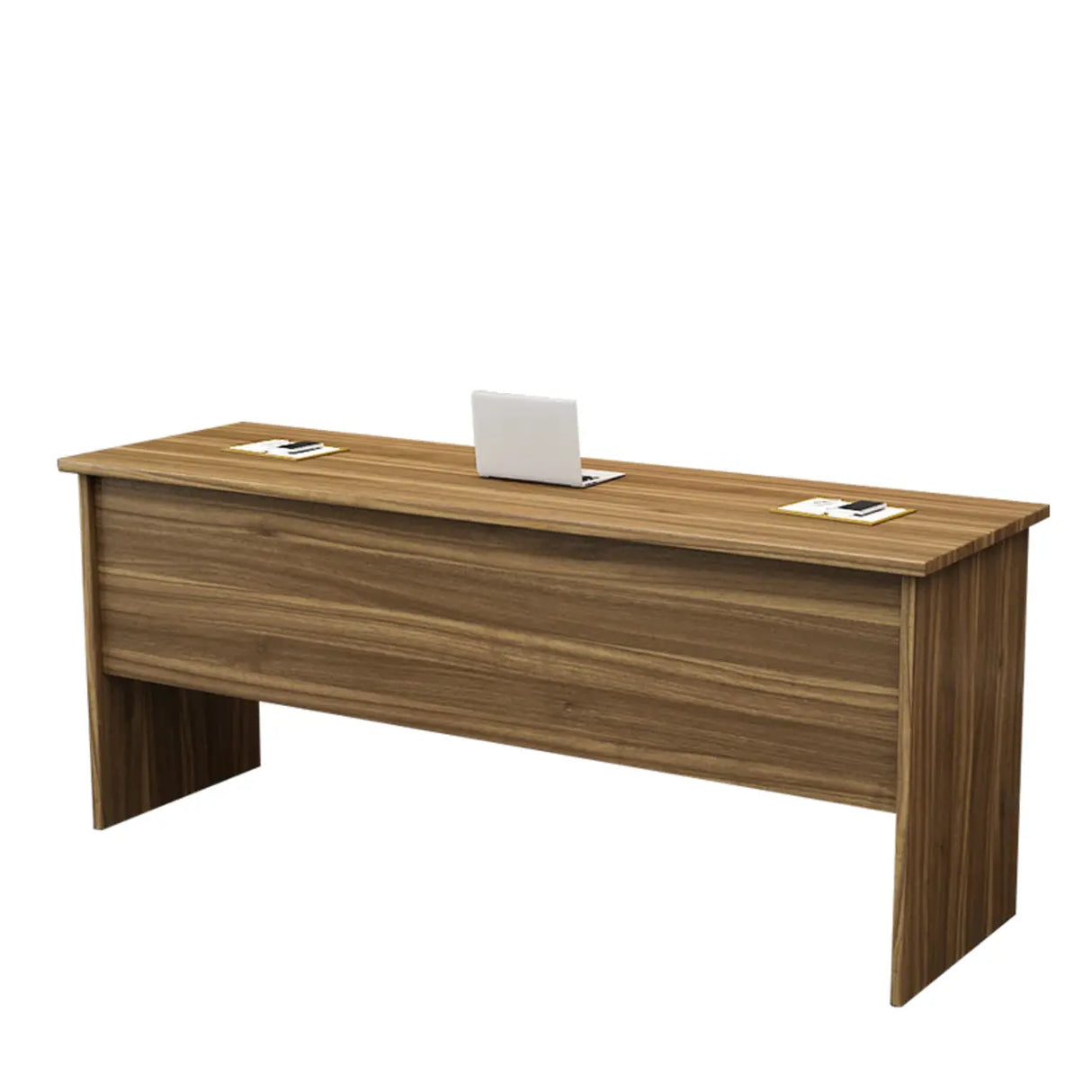Natural Finish Wooden Writing Desk with Shelves Image - 8