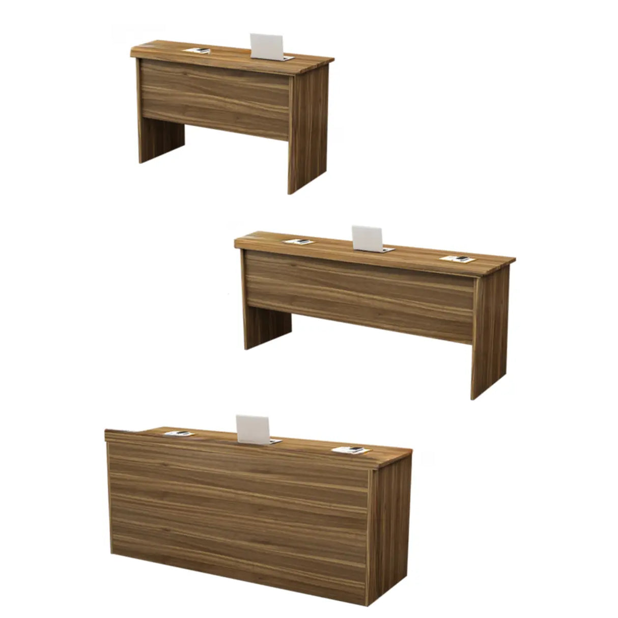 Natural Finish Wooden Writing Desk with Shelves Image - 9