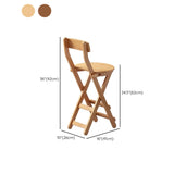 Natural Foldable Round Wood Armless Bar Stool With Footrest #size
