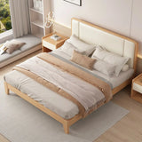 Natural Headboard Queen Wood Relaxation Panel Bed Frame Image - 1