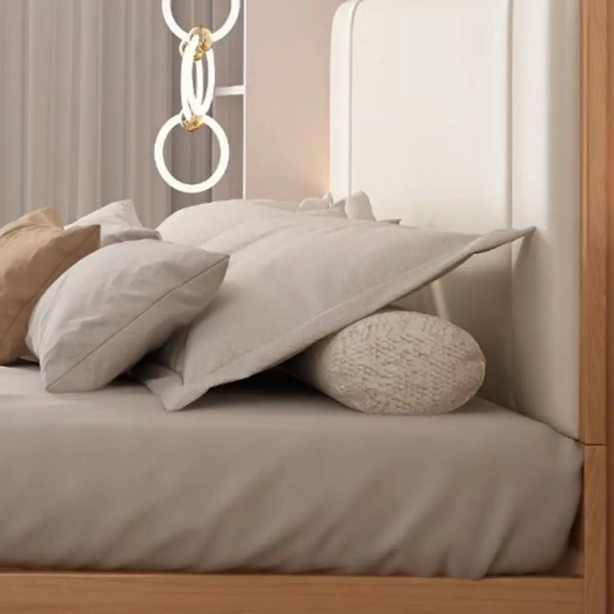 Natural Headboard Queen Wood Relaxation Panel Bed Frame Image - 10