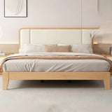 Natural Headboard Queen Wood Relaxation Panel Bed Frame Image - 3
