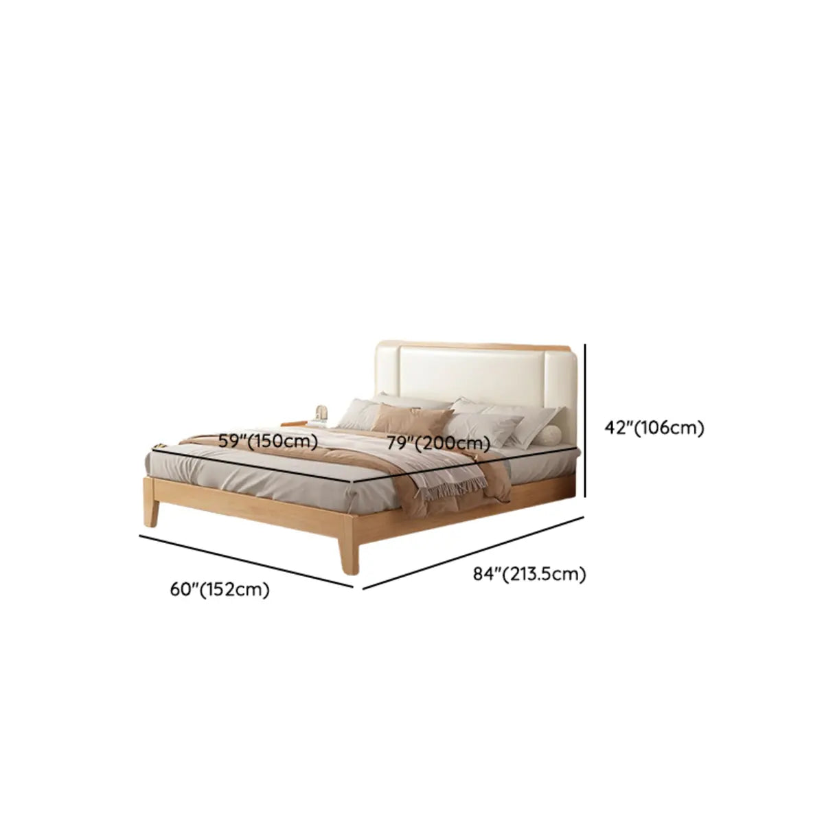 Natural Headboard Queen Wood Relaxation Panel Bed Frame Image - 12