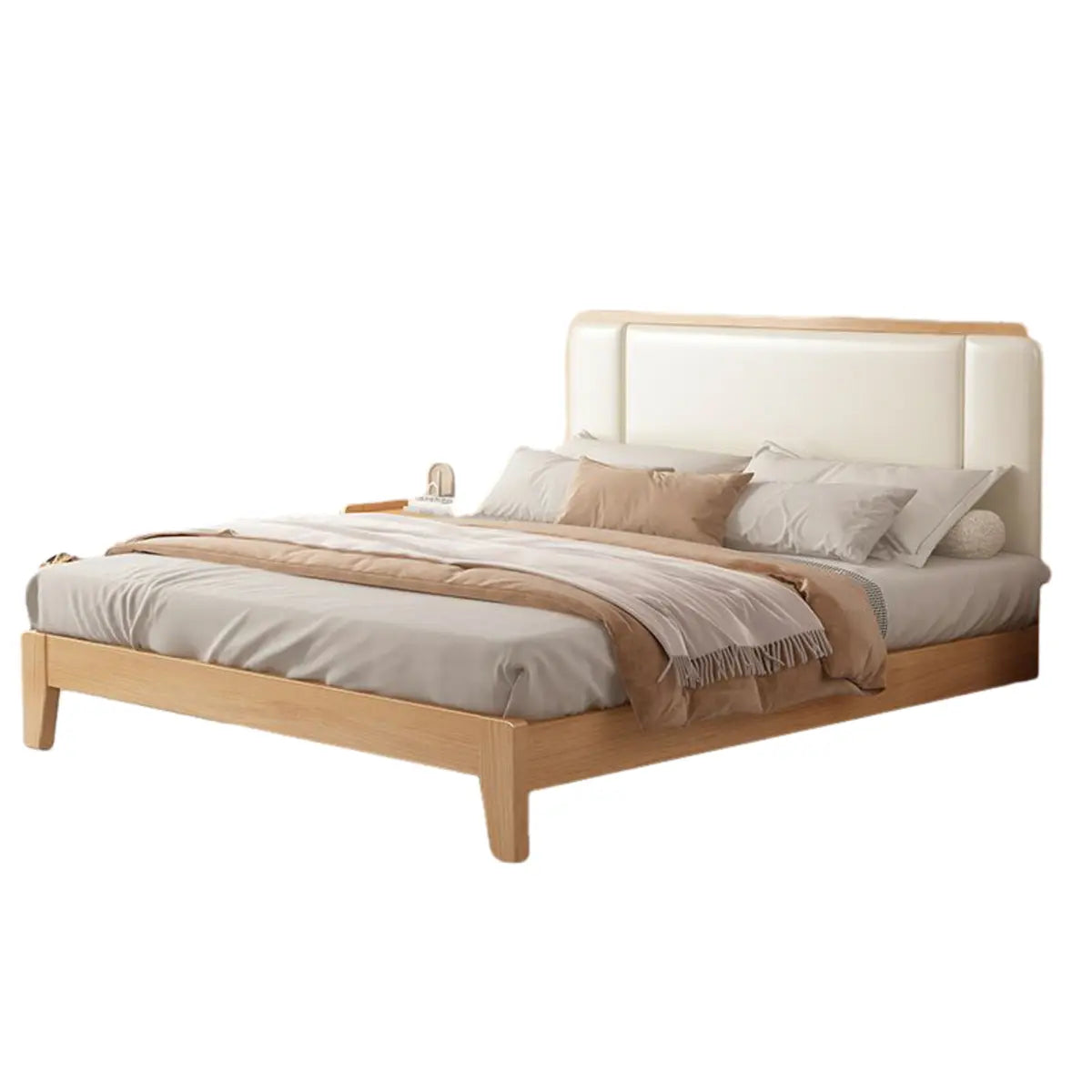 Natural Headboard Queen Wood Relaxation Panel Bed Frame Image - 6