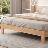 Natural Headboard Queen Wood Relaxation Panel Bed Frame Image - 7