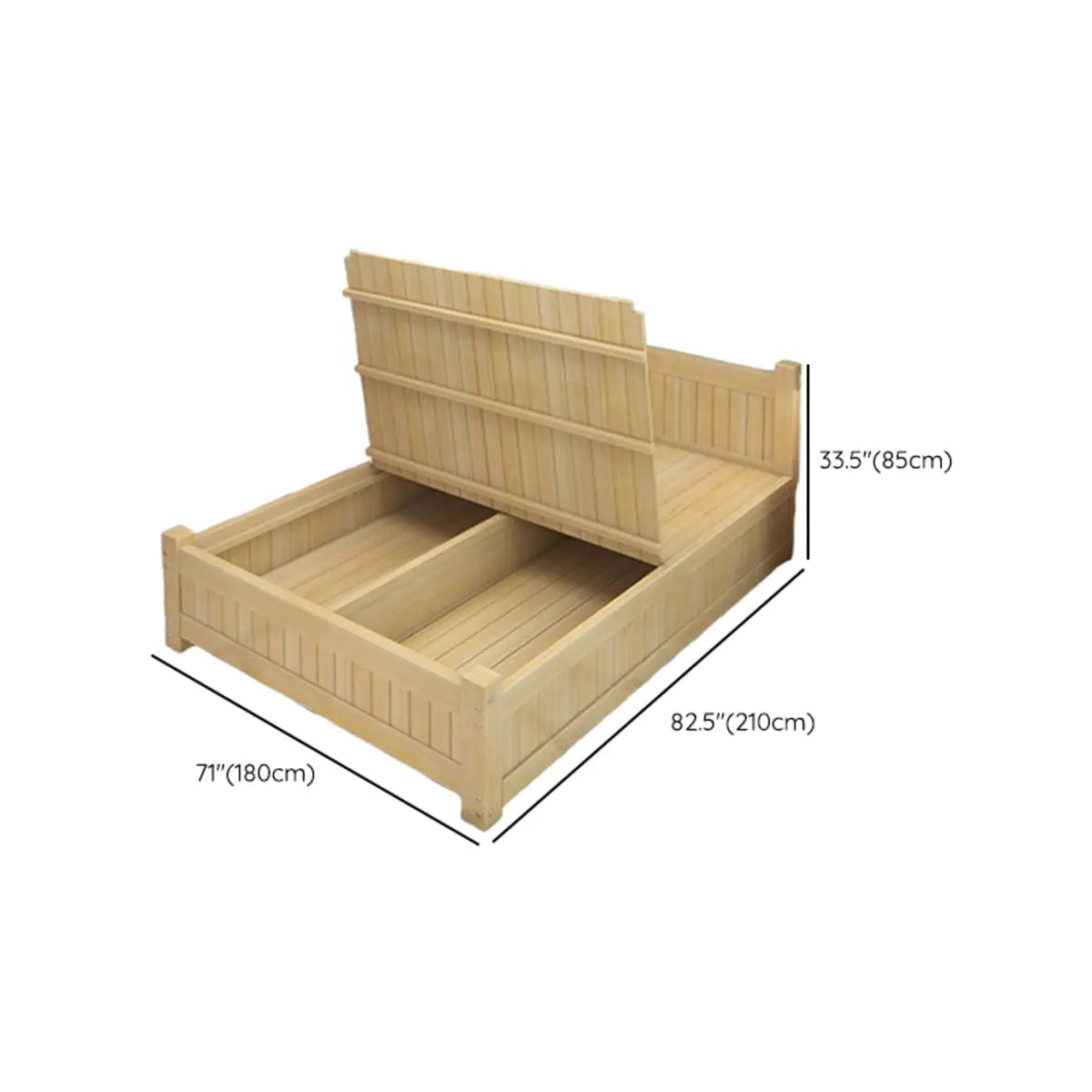 Natural Headboard Queen Wood Storage Bed with Drawers Image - 13