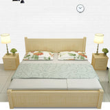 Natural Headboard Queen Wood Storage Bed with Drawers Image - 4