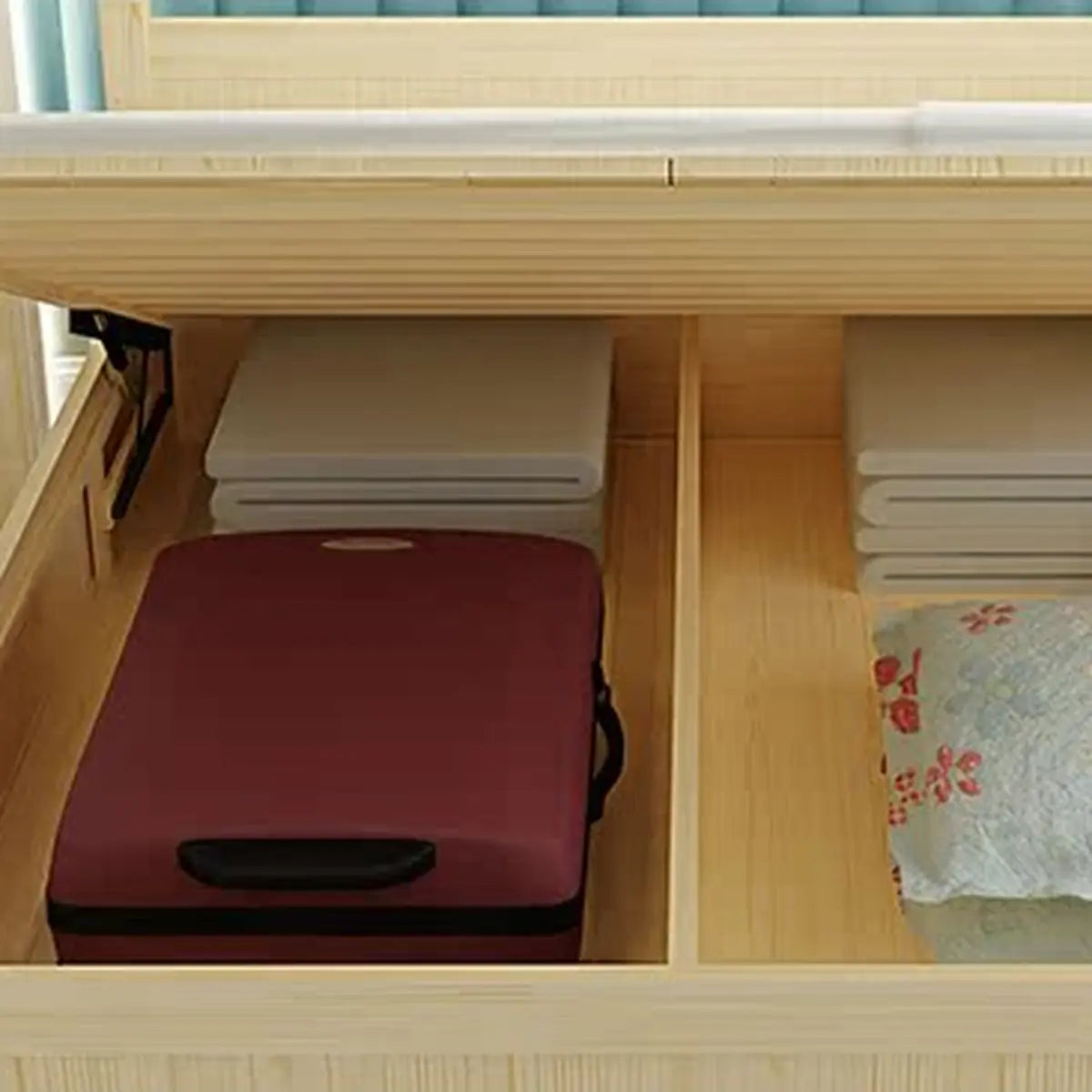 Natural Headboard Queen Wood Storage Bed with Drawers Image - 5