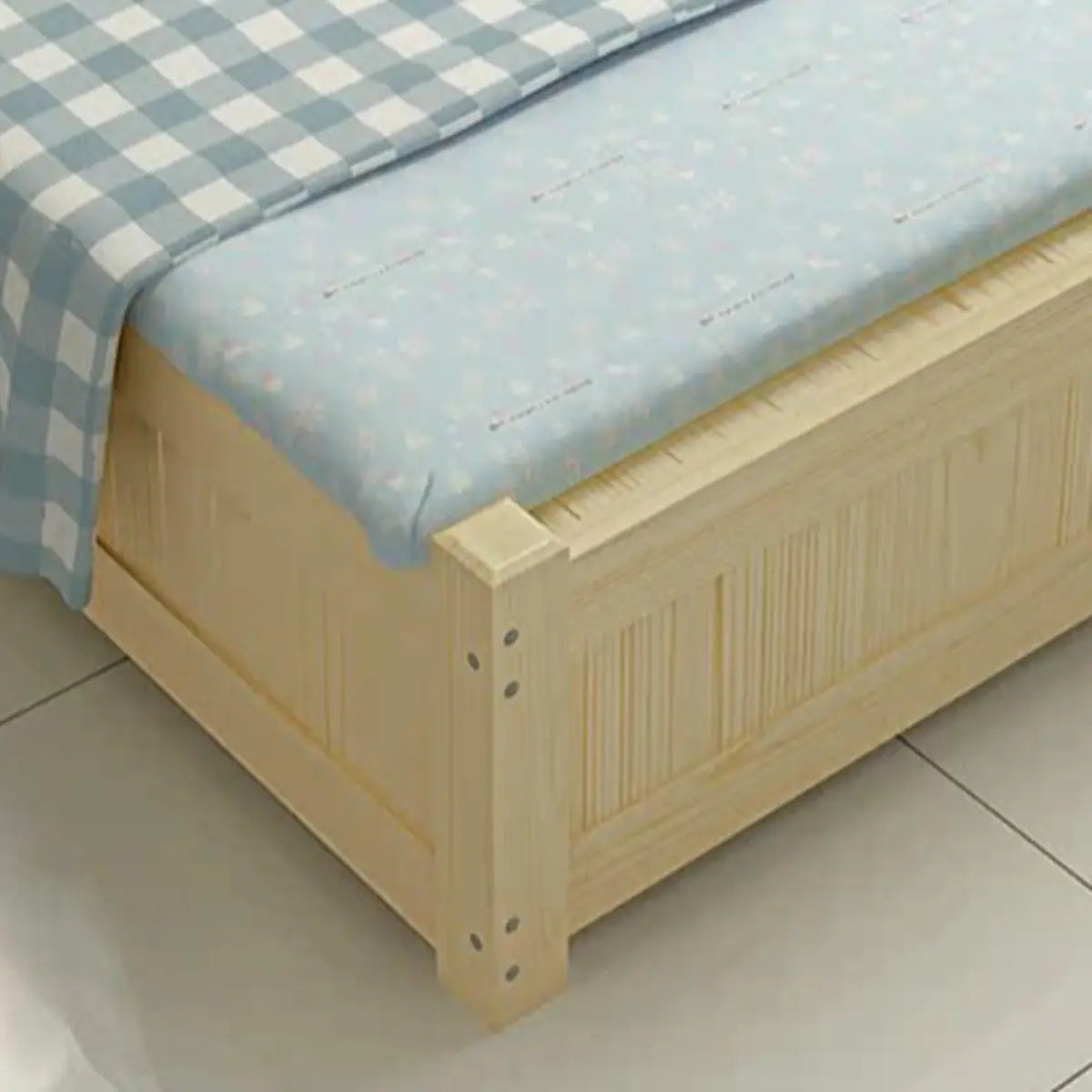 Natural Headboard Queen Wood Storage Bed with Drawers Image - 6