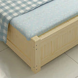 Natural Headboard Queen Wood Storage Bed with Drawers Image - 6