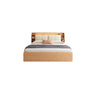 Natural King Platform Headboard Wood Shelves Storage Bed Image - 2