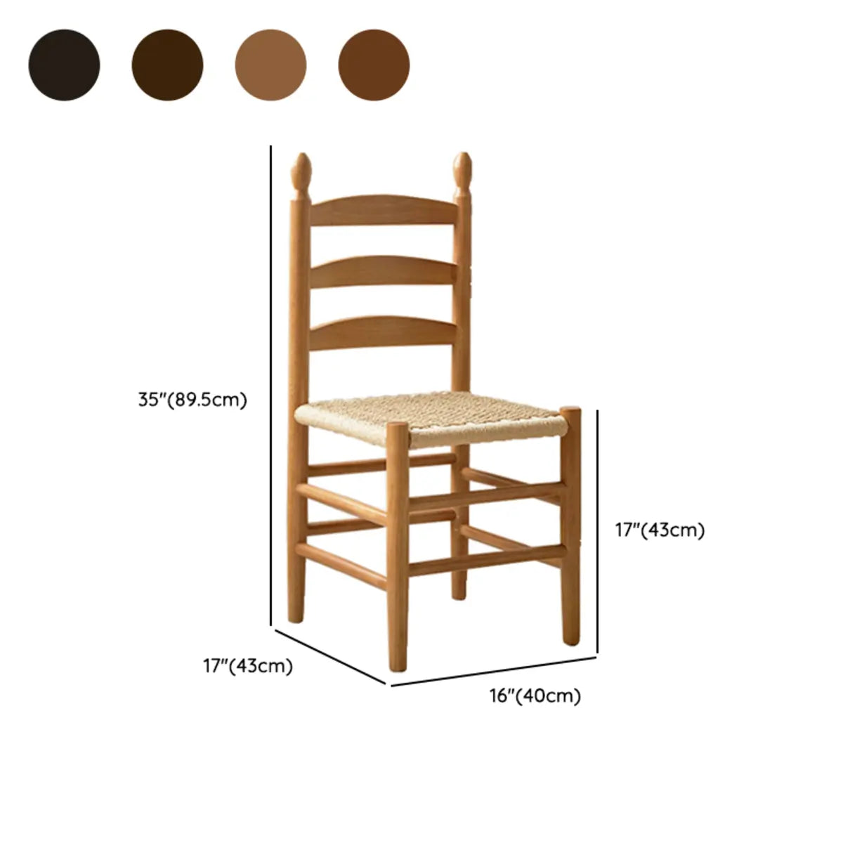 Natural Ladderback Woven Seat Wood Dining Chair Black 