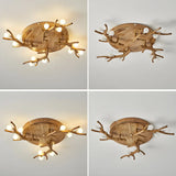 Natural Large Branch Shape Resin Semi-Flush Mount Light Image - 12